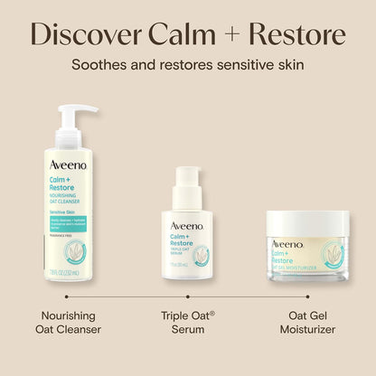 Aveeno Calm + Restore Nourishing Oat Cleanser – Fragrance-Free, Unscented Daily Face Wash for Clean Skincare