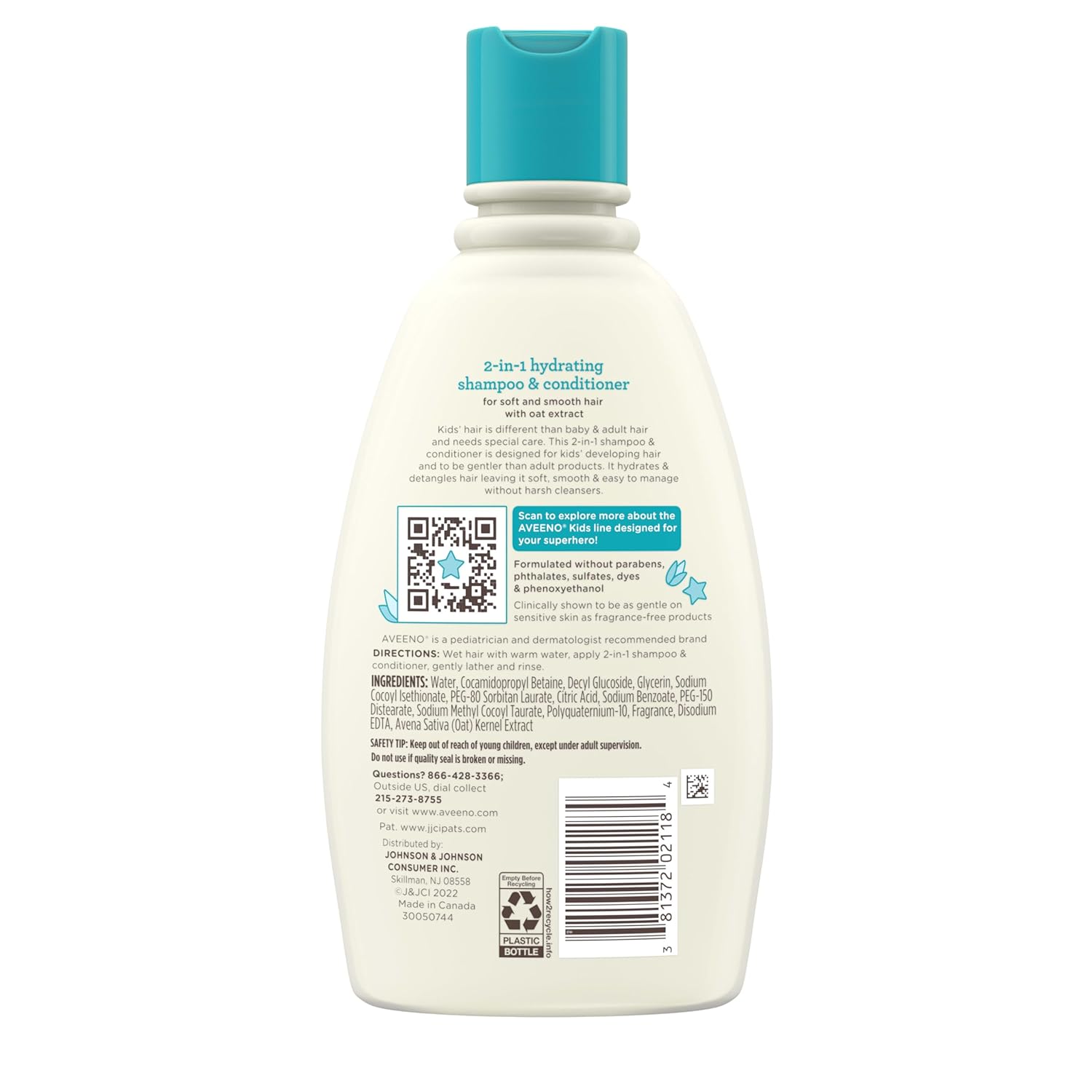 Aveeno Kids 2-in-1 Shampoo & Conditioner, Calming Bath Ritual with Mild Natural Scent