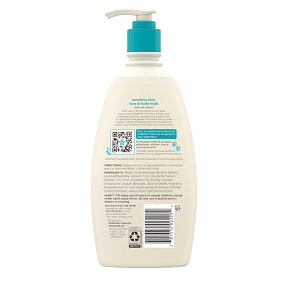 Aveeno Kids Sensitive Skin Face and Body Wash – Hypoallergenic, Chemical-Free Formula Safe for Sleeping Children