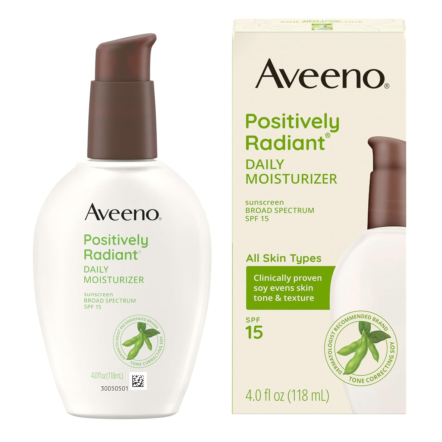 Aveeno Positively Radiant Daily Face Moisturizer SPF 15 – Broad-Spectrum UV Hydration for Active, On-the-Go Days