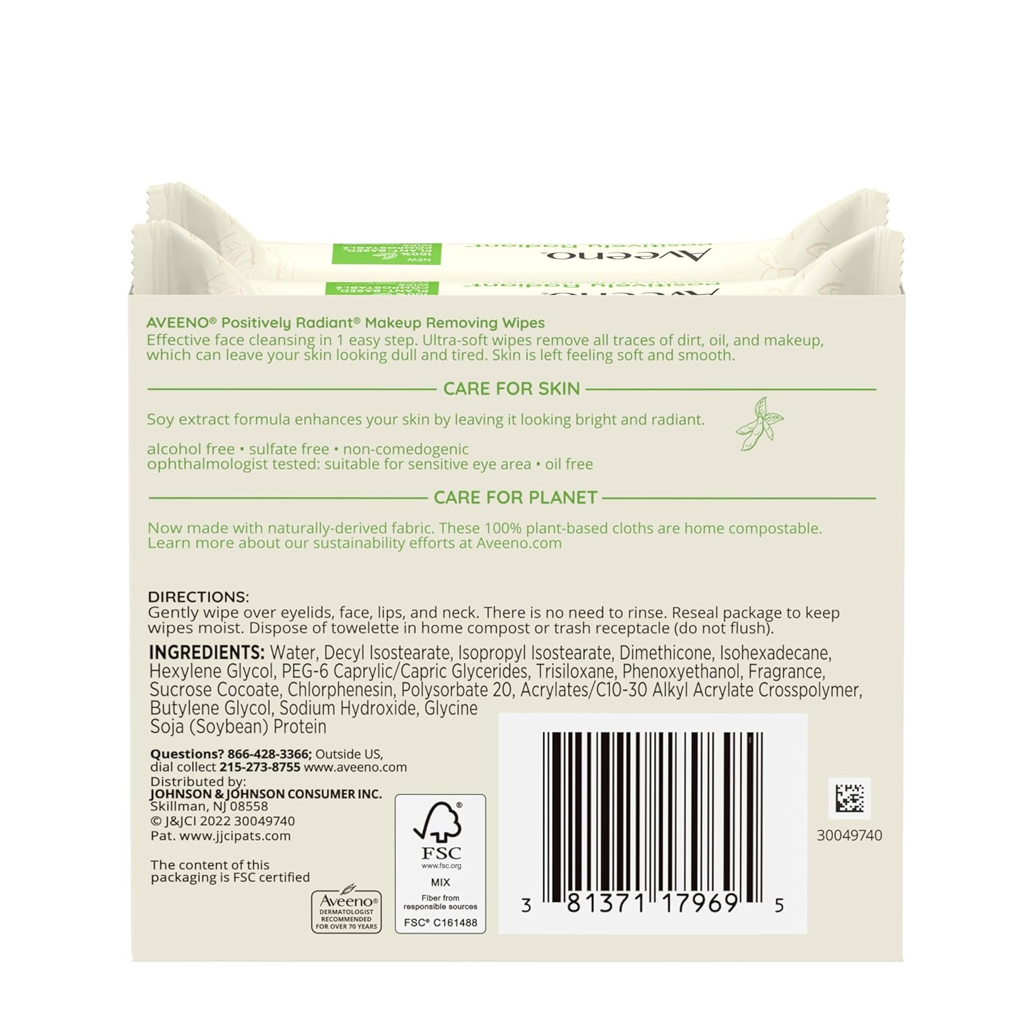 Aveeno Positively Radiant Makeup Remover Wipes – Clean, Simple One-Step Face Cleansing