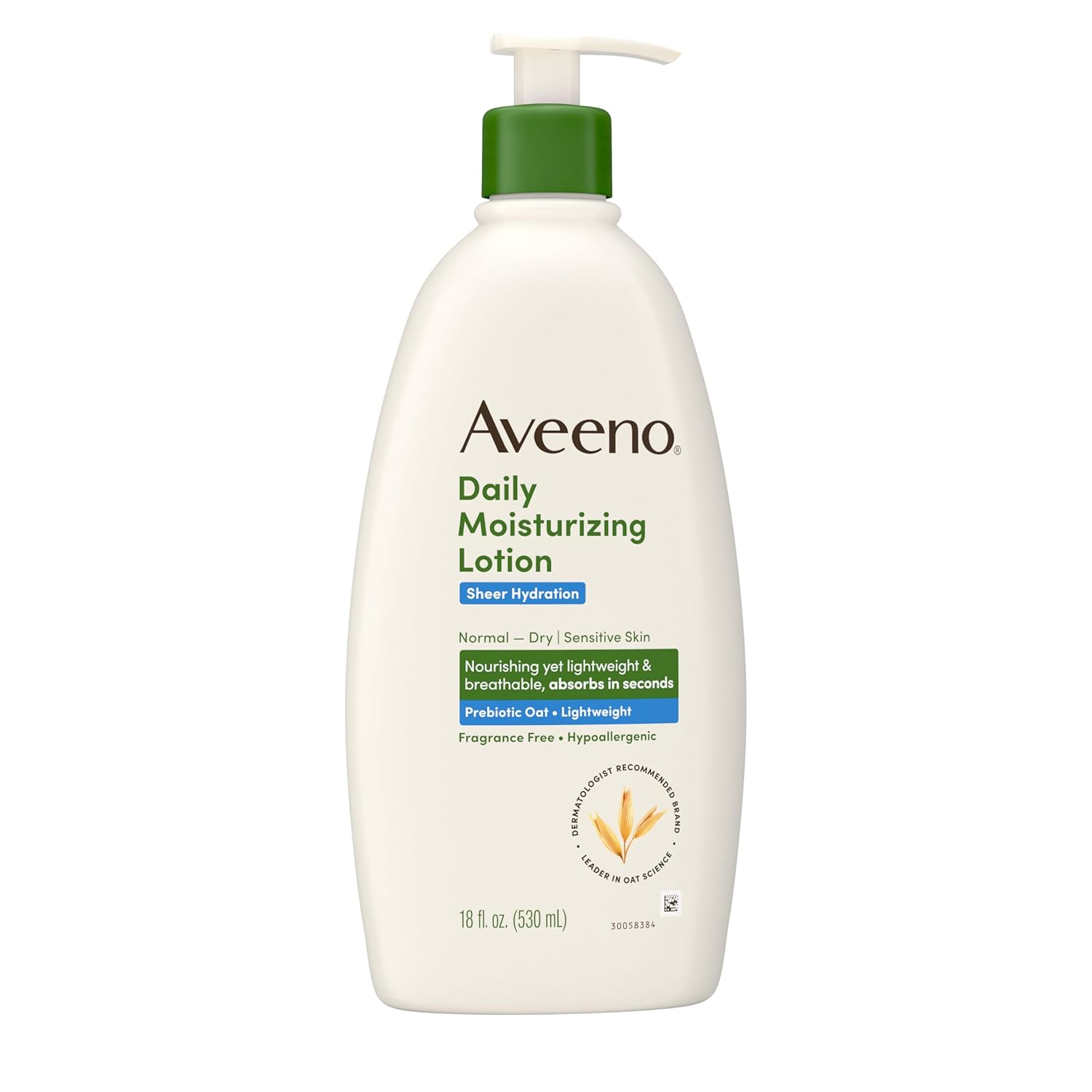 Aveeno Sheer Hydration Fragrance-Free Daily Body Lotion – Streamlined 48-Hour Moisturizer with Prebiotic Oat for a Clean, Intentional Skincare Routine