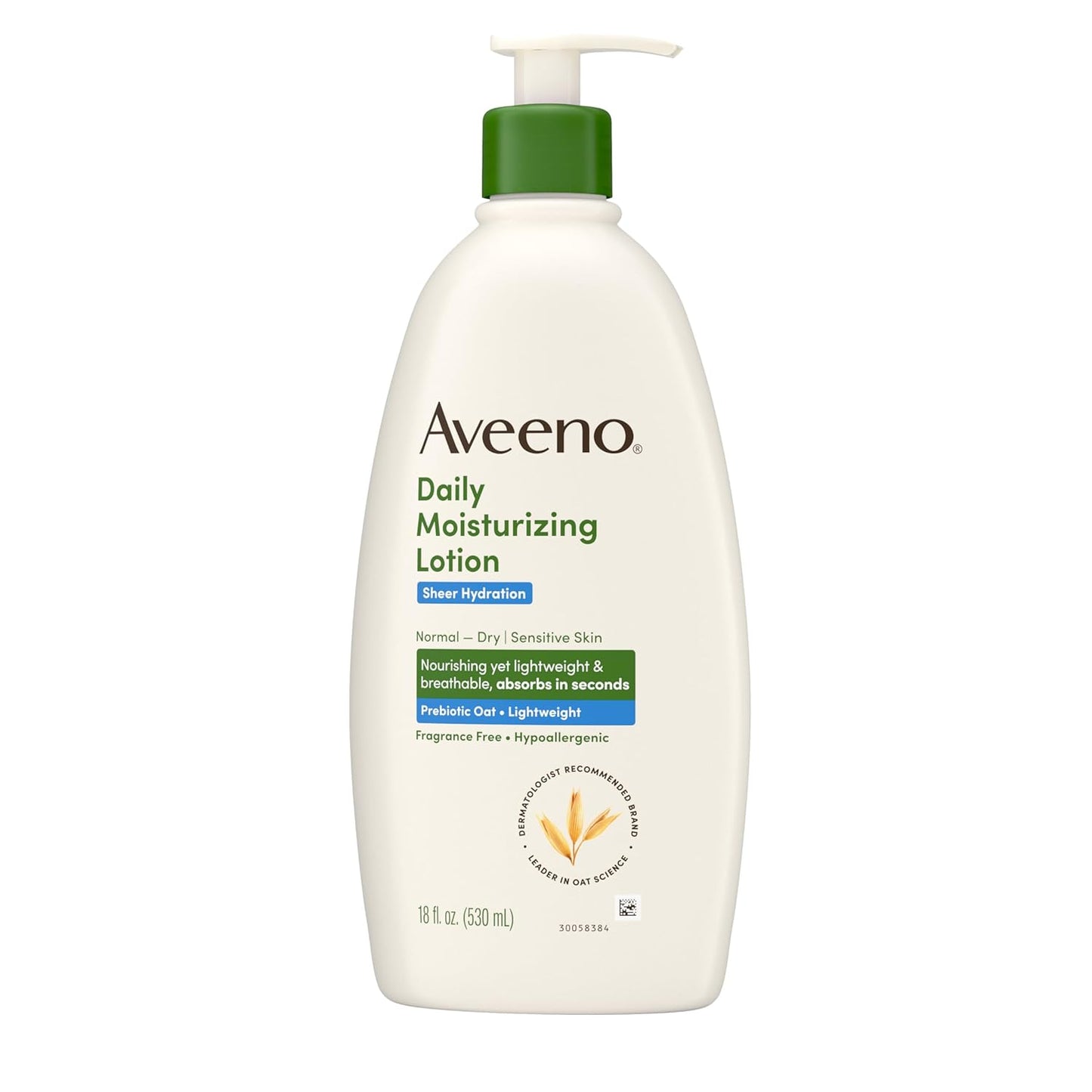 Aveeno Sheer Hydration Fragrance-Free Daily Body Lotion – Streamlined 48-Hour Moisturizer with Prebiotic Oat for a Clean, Intentional Skincare Routine