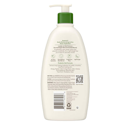 Aveeno Sheer Hydration Fragrance-Free Daily Body Lotion – Streamlined 48-Hour Moisturizer with Prebiotic Oat for a Clean, Intentional Skincare Routine