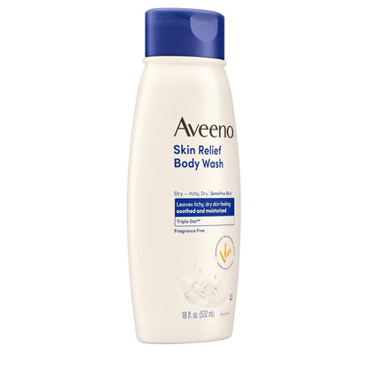 Aveeno Skin Relief Body Wash, Fragrance-Free – Streamlined Daily Cleanser for a Simple, Clean Skincare Routine