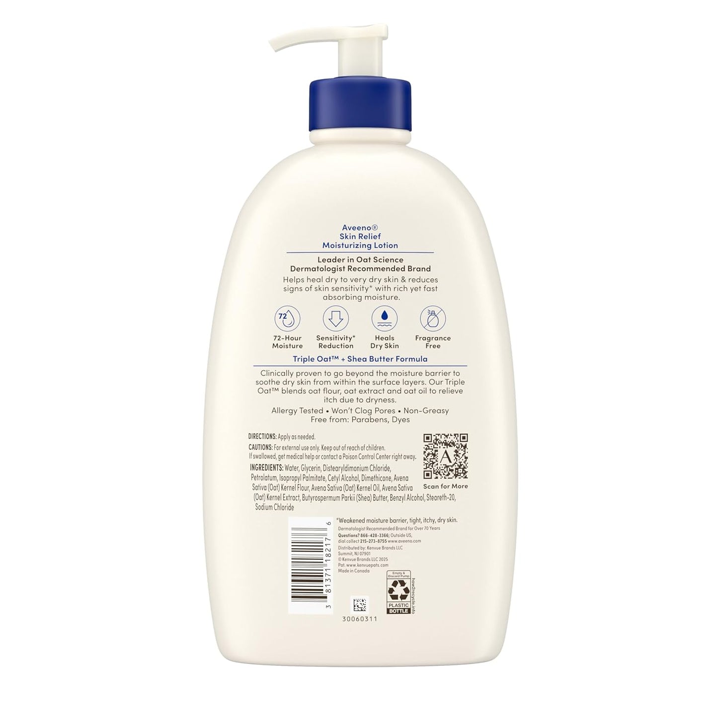 Aveeno Skin Relief Moisturizing Lotion – Streamlined Fragrance-Free Lotion for a Clean Bath and Linen Closet
