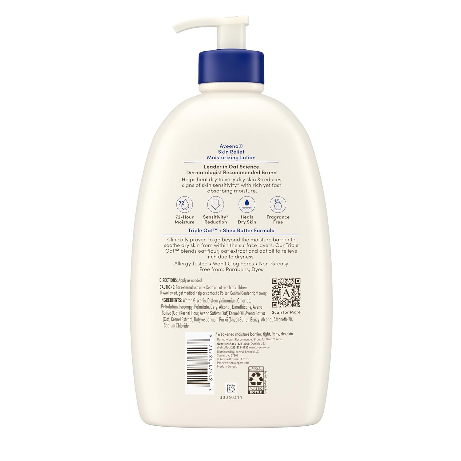Aveeno Skin Relief Moisturizing Lotion – Streamlined Fragrance-Free Lotion for a Clean Bath and Linen Closet