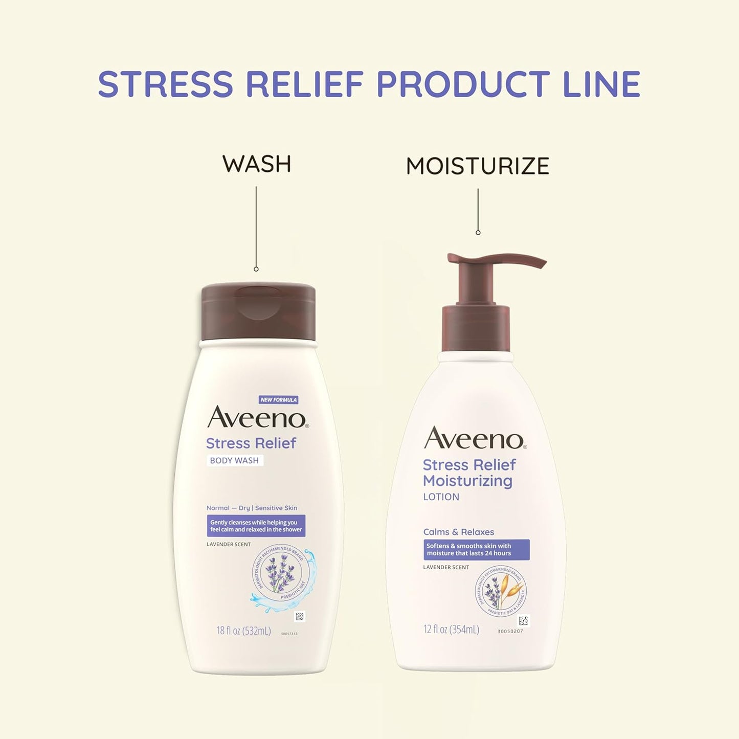 Aveeno Stress Relief Body Wash Gift Set – Lavender Spa Experience for Her