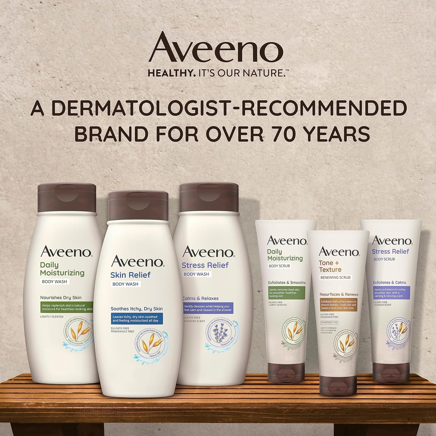 Aveeno Stress Relief Body Wash Gift Set – Lavender Spa Experience for Her