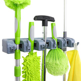 Amazon Basics Broom and Mop Holder – Minimalist Garage Wall Organizer, Clean-Line Tool Storage for Clutter-Free Floors