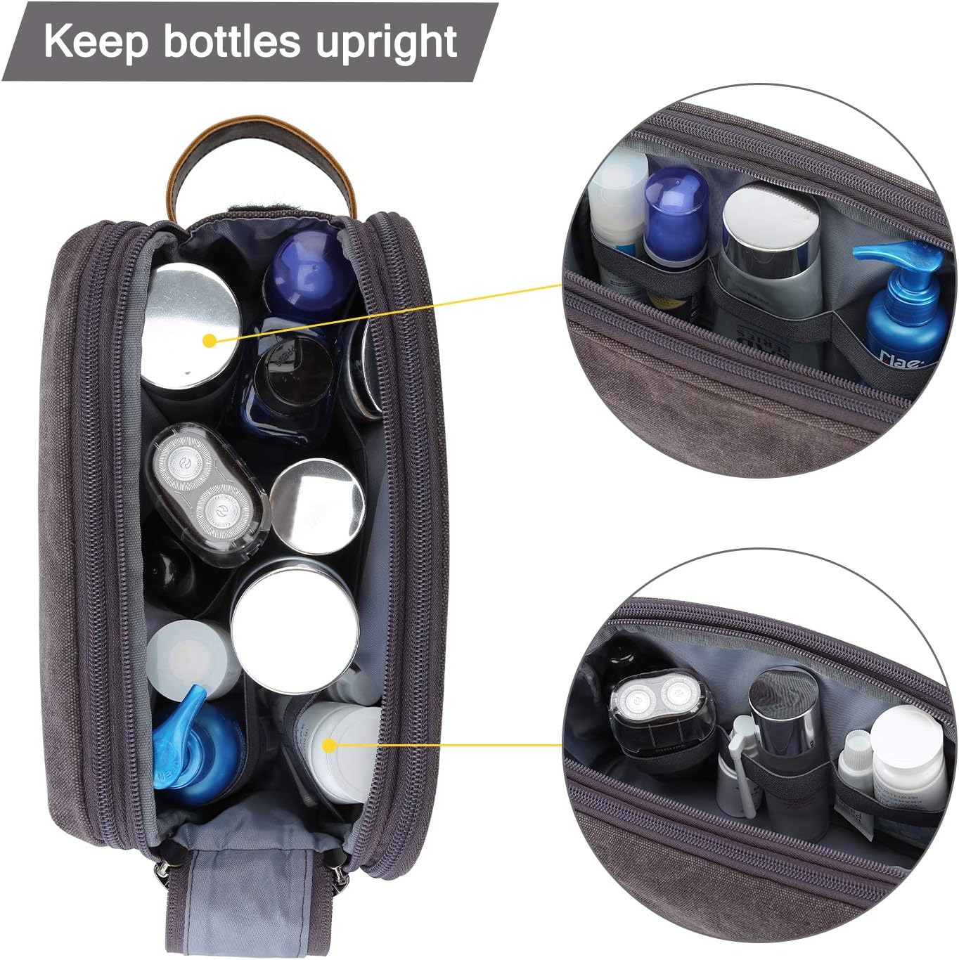 BAGSMART Canvas Dopp Kit – Minimalist Bathroom Counter Organizer, Neutral Travel Toiletry Bag
