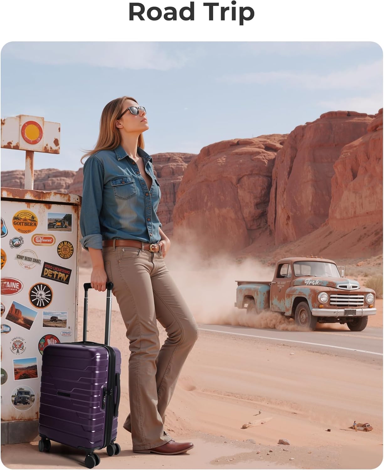 BAGSMART Carry On Luggage with Spinner Wheels – 20 Inch Travel Companion for Outdoor Adventures, Lightweight Hard Shell Suitcase