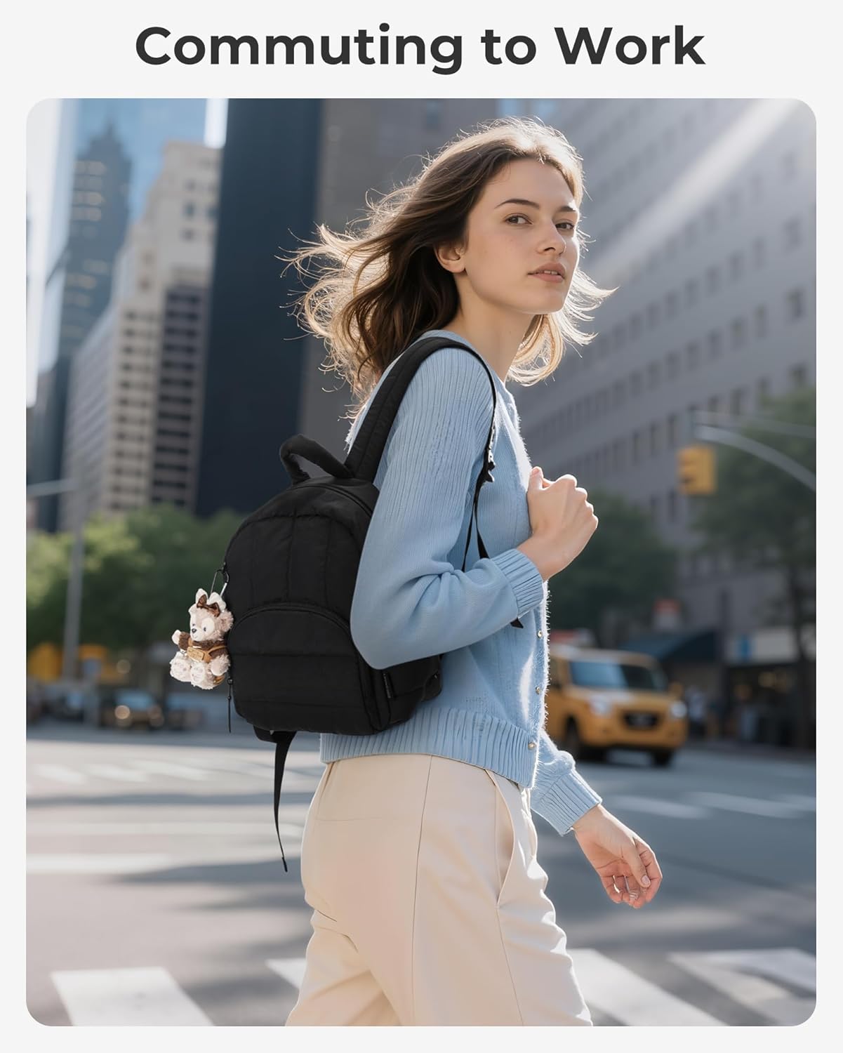 BAGSMART Mini Backpack for Women – Minimalist Puffer Daypack in Neutral Tones, Featherweight 0.66 lb Bookbag