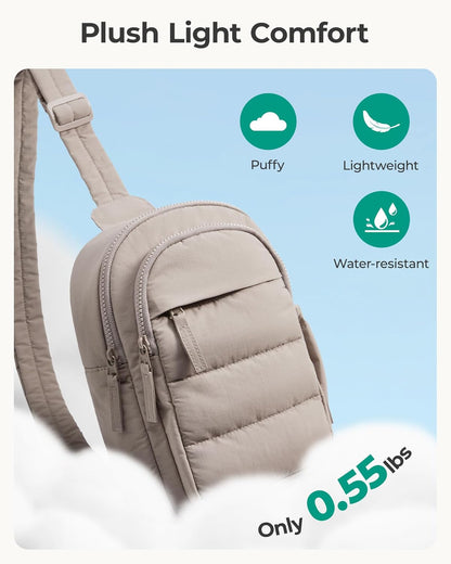 BAGSMART Puffer Sling Bag for Women Travelers, Lightweight Crossbody for Day Hikes and City Sightseeing
