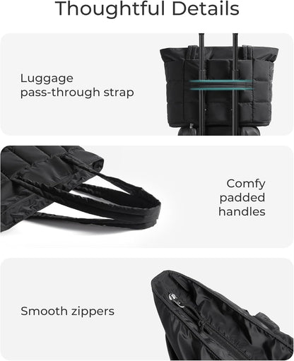 BAGSMART Puffer Work Tote – Daily Commute Bag for Laptop, Planner, and Office Essentials