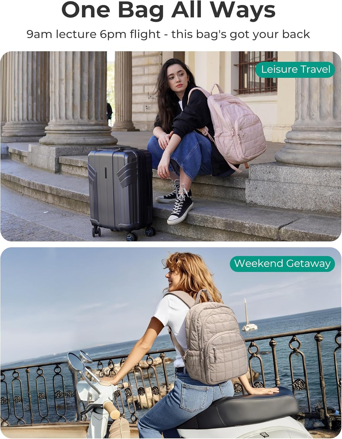 BAGSMART Quilted Puffer Backpack – Thoughtful Birthday Gift for Women Who Travel and Study