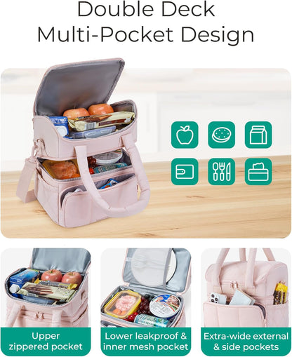 BAGSMART Quilted Puffer Lunch Tote – Thoughtful Birthday Gift for Women, Stylish Insulated Cooler Bag for Mom and Friends