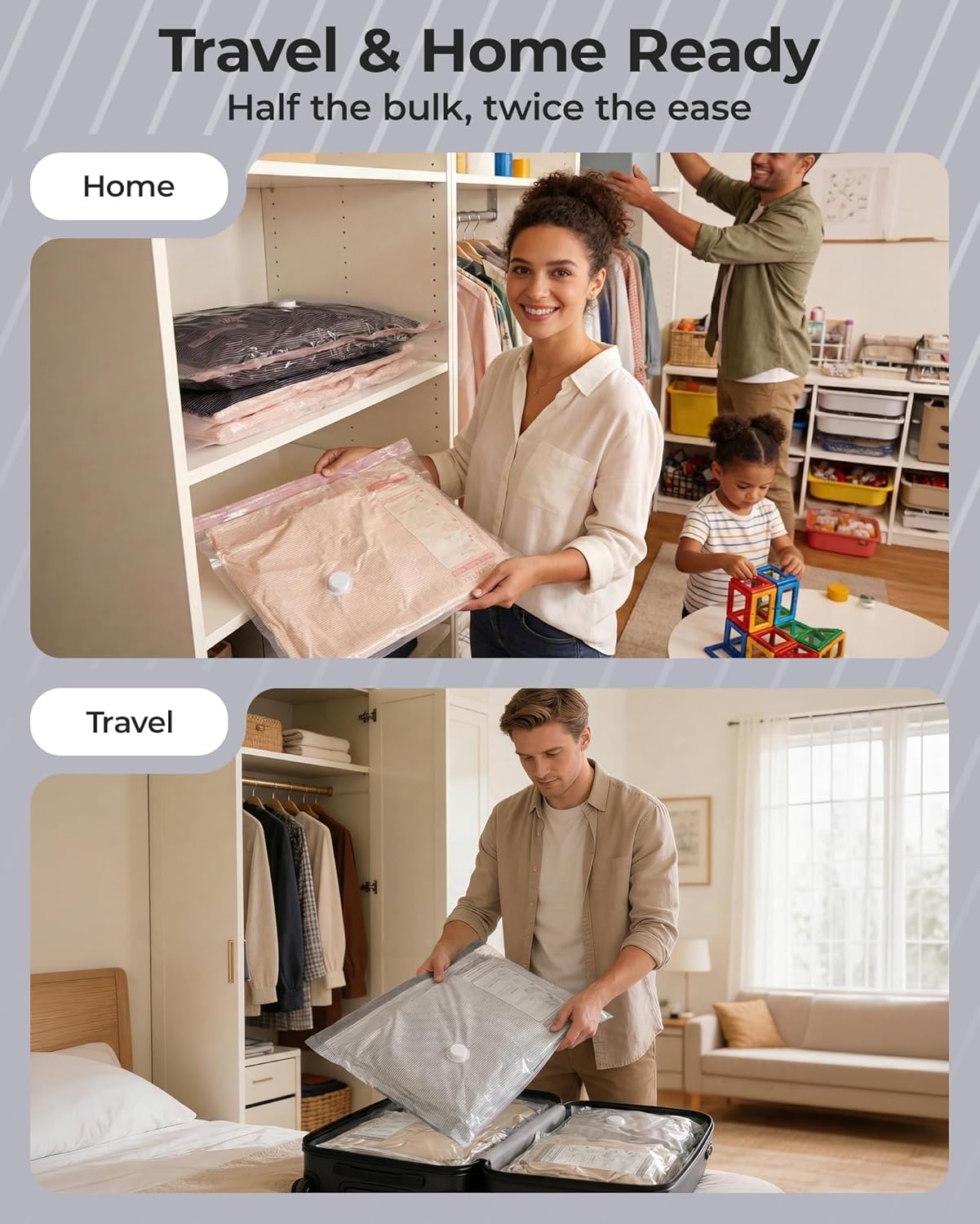 BAGSMART Vacuum Compression Bags for Travel – Rechargeable Wireless Pump Carry-On Space Saver for International Flights