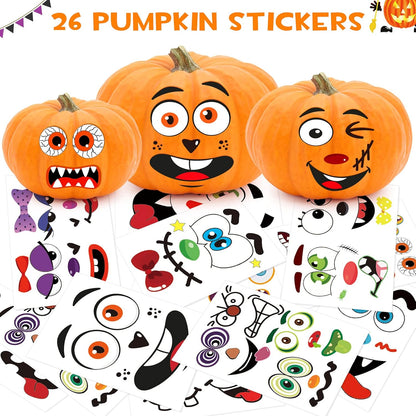 BainGsek Waterproof Pumpkin Face Stickers – Weather-Resistant Halloween Decor for Front Porch, Yard, and Garden Entryway