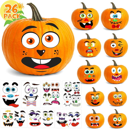 BainGsek Waterproof Pumpkin Face Stickers – Weather-Resistant Halloween Decor for Front Porch, Yard, and Garden Entryway