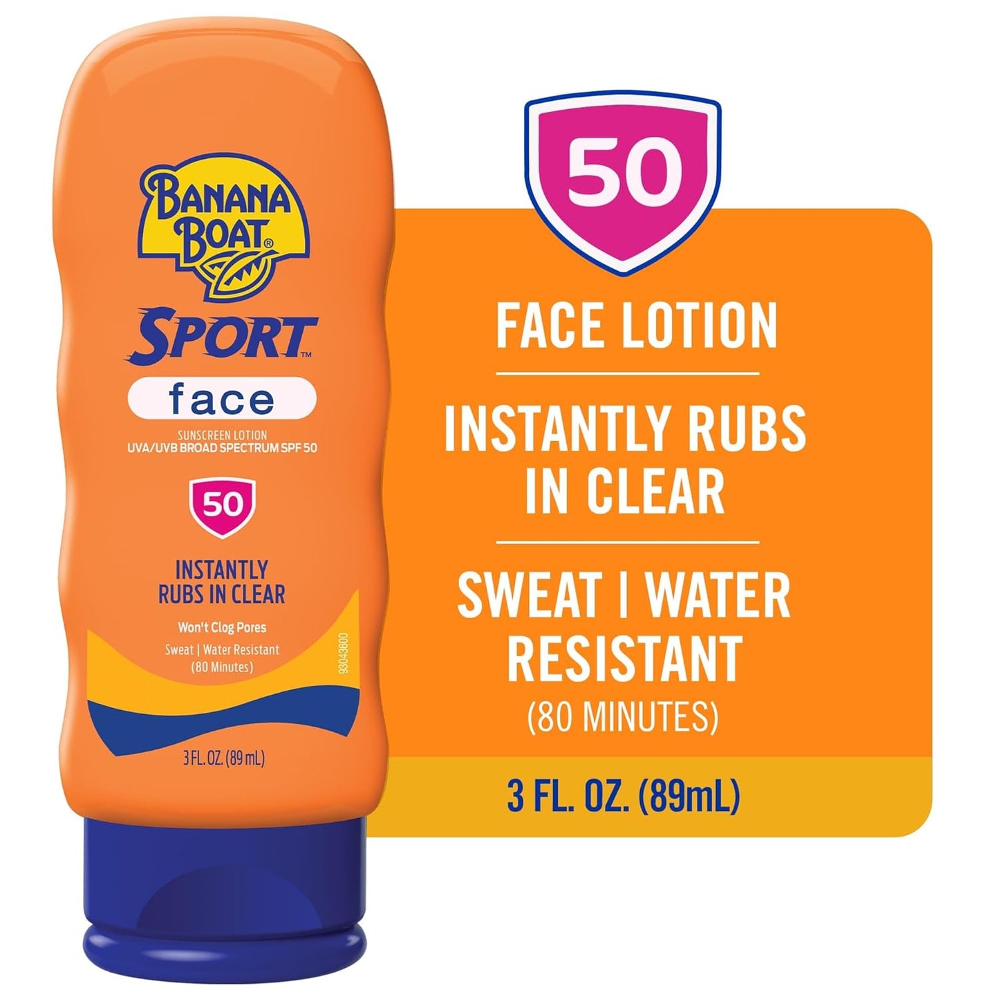 Banana Boat Sport Sunscreen for Face SPF 50 – Dermatologist-Tested, Hypoallergenic Sunblock for Sensitive Faces