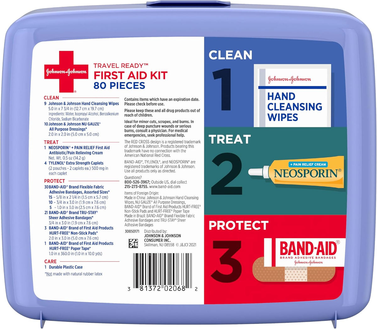 BAND-AID Brand Portable Emergency First Aid Kit – Compact Medical Supplies for Road Trips, Campsites & Fishing Trips