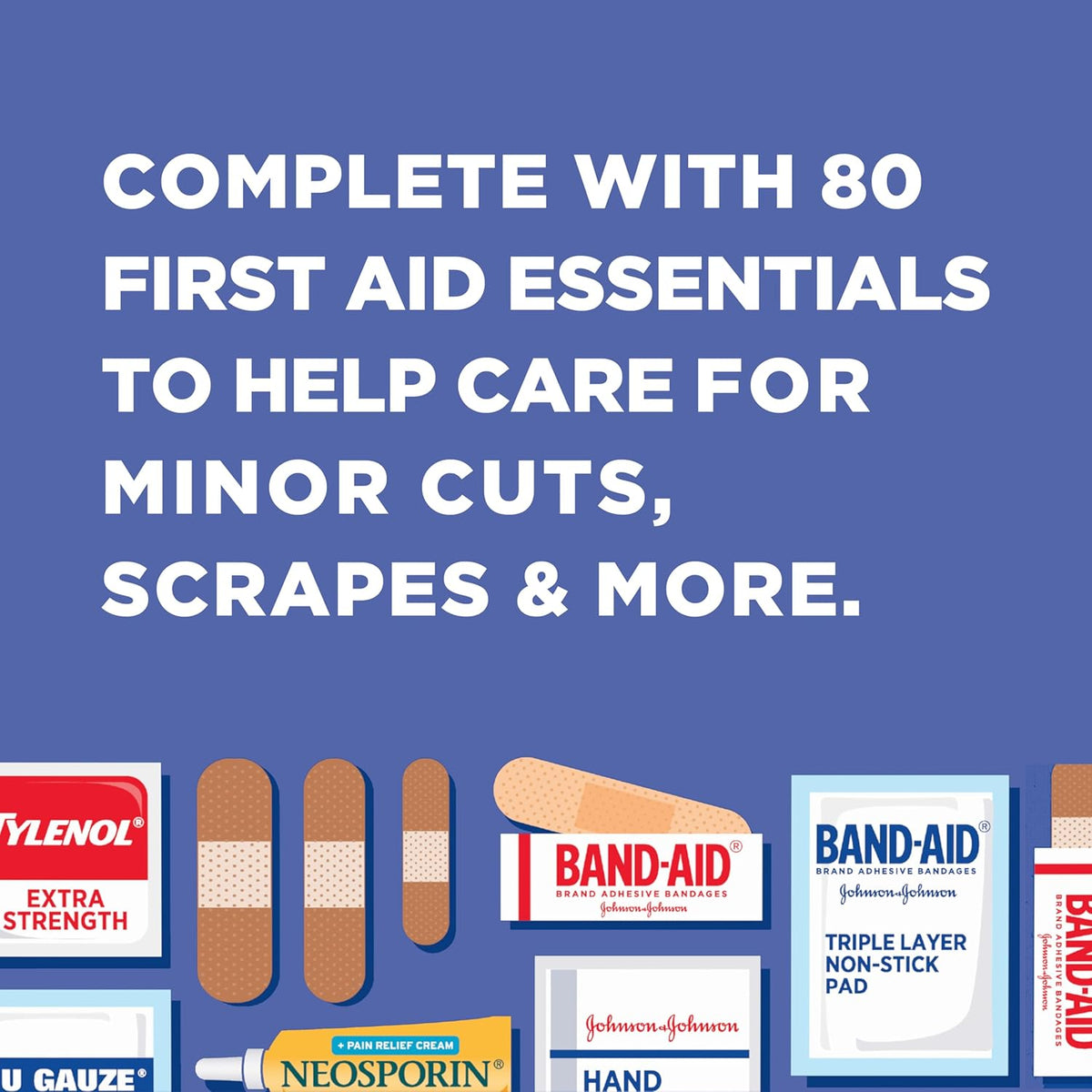 BAND-AID Brand Portable Emergency First Aid Kit – Compact Medical Supplies for Road Trips, Campsites & Fishing Trips