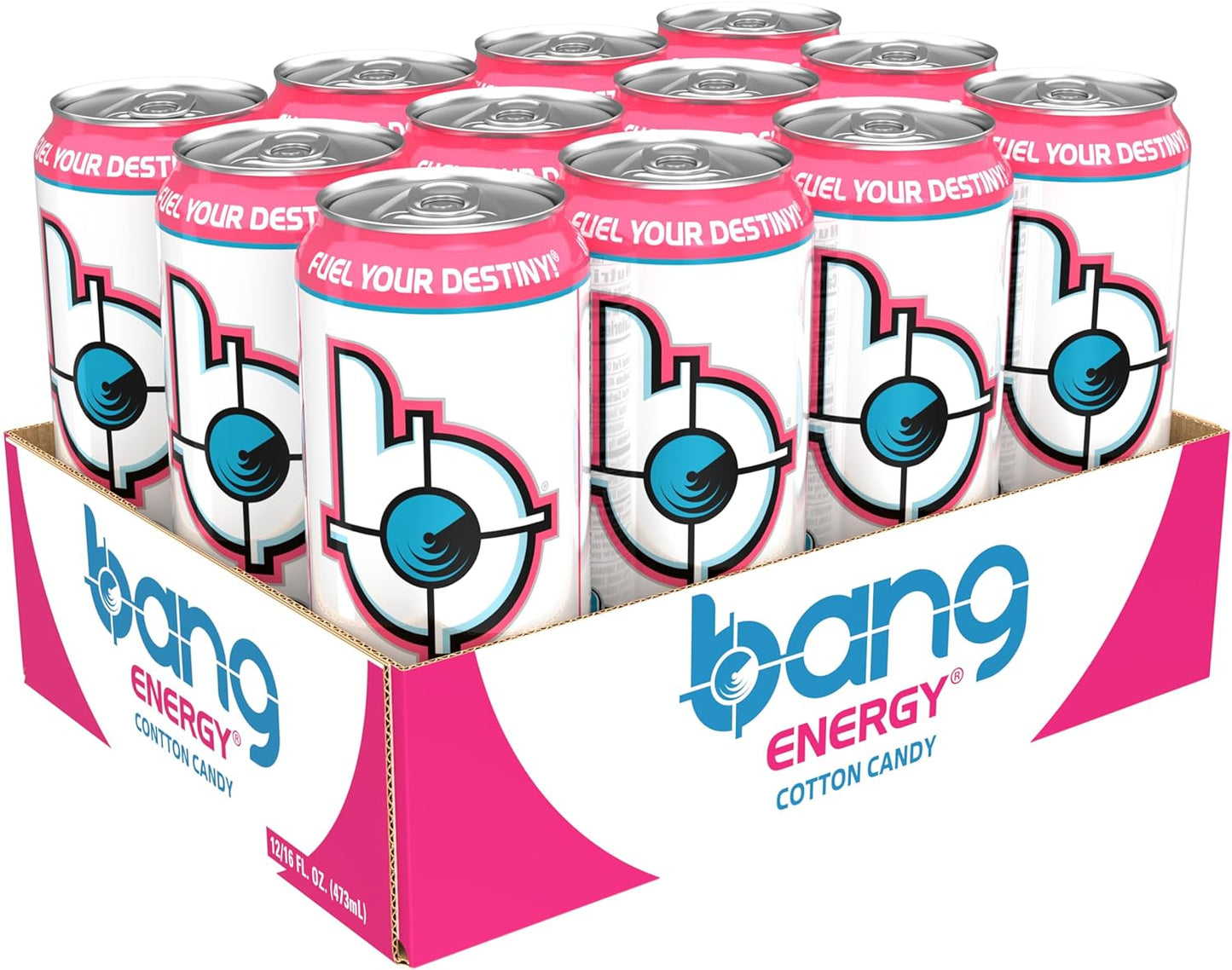 Bang Energy Cotton Candy – Zero-Sugar Diet Energy for Weight Management Goals, 16-Ounce Pack of 12