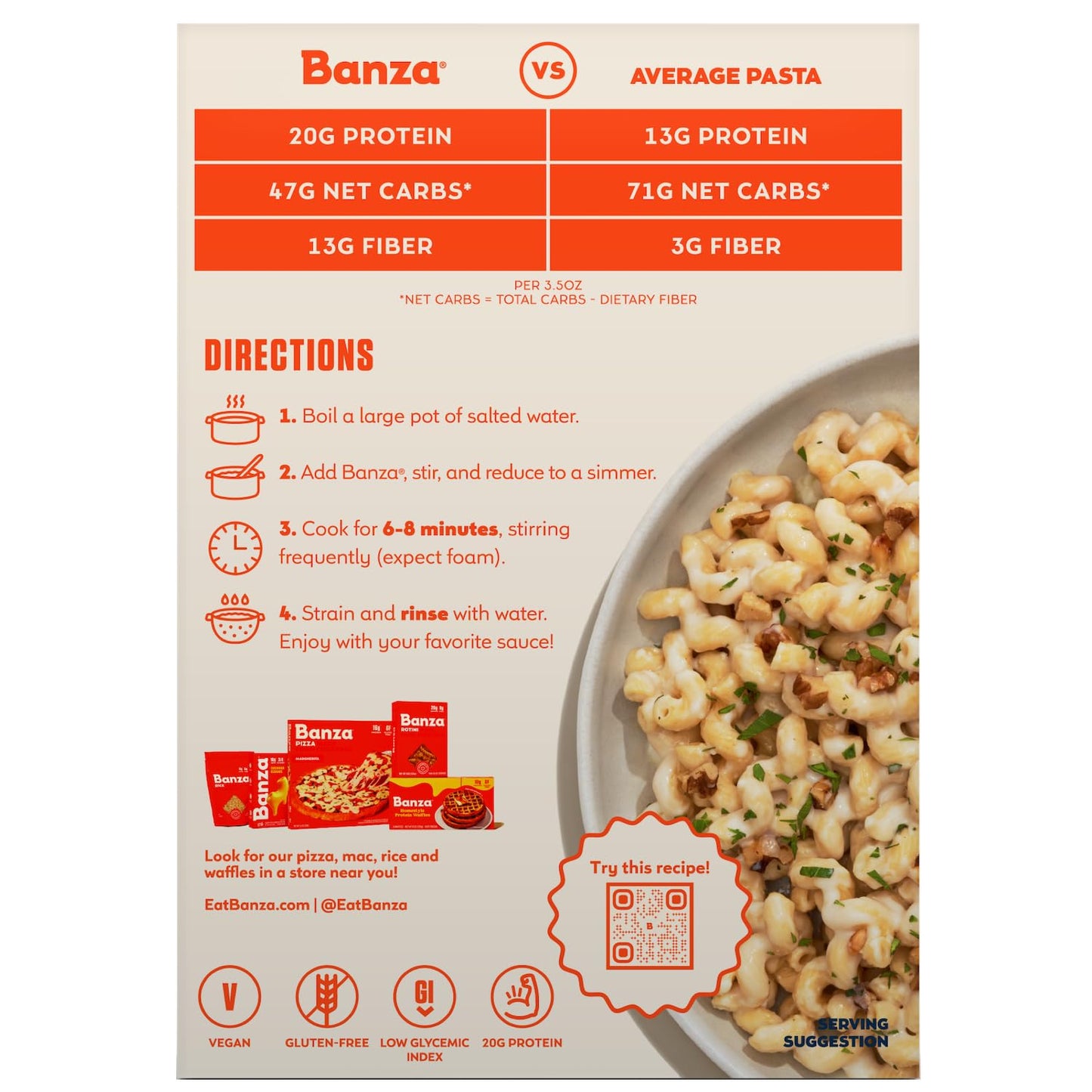 Banza Chickpea Cavatappi Pasta - Family Friendly Gluten Free Pasta for Picky Eater Dinners, 8oz