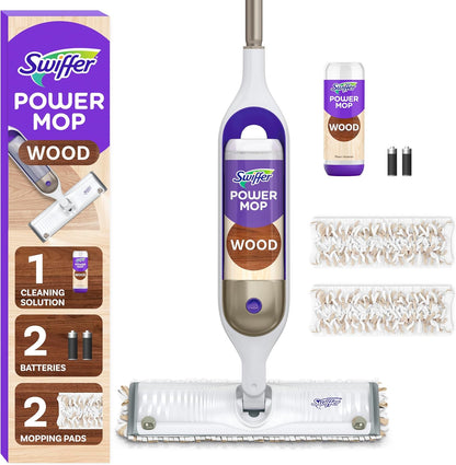 battery-powered spray mop with on-demand solution trigger (2 batteries included)