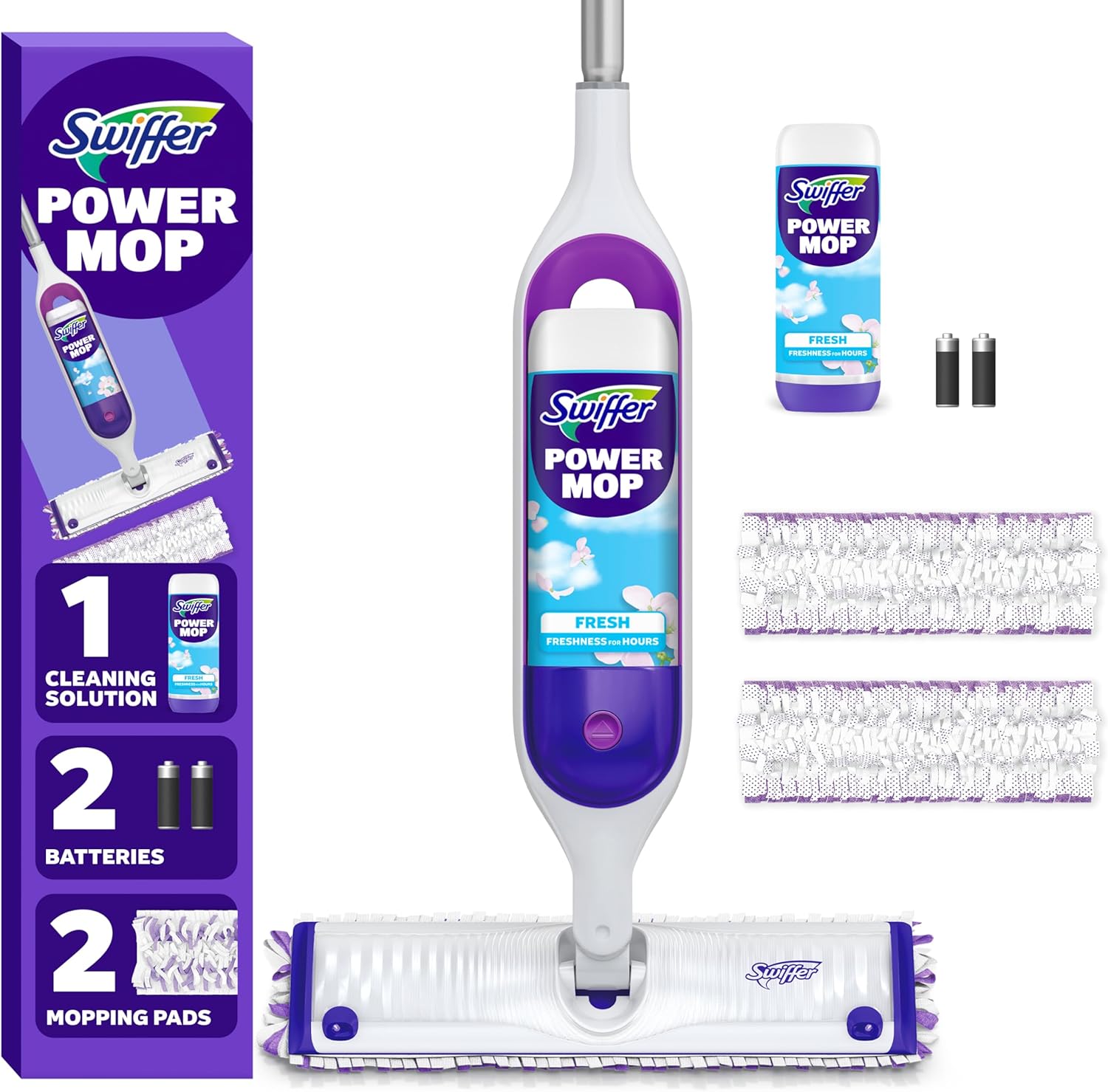 battery-powered spray mop with pre-mixed cleaning solution included