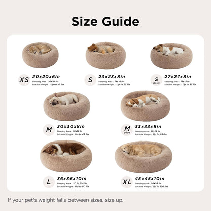 Bedsure Premium Donut Calming Pet Bed – 30 inch Plush Faux Fur Round Bed, OEKO-TEX Certified Luxury Nest for Dogs and Cats