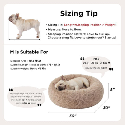 Bedsure Premium Donut Calming Pet Bed – 30 inch Plush Faux Fur Round Bed, OEKO-TEX Certified Luxury Nest for Dogs and Cats