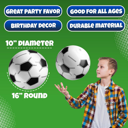 Bedwina Inflatable Soccer Balls Bulk 12-Pack 16-inch – Safe Pool & Backyard Toys for Kids, Toddlers, and Sports-Themed Birthday Parties