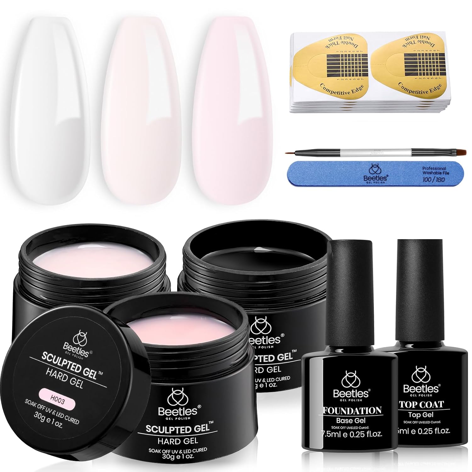Beetles Builder Gel Nail Kit – All-in-One Birthday Gift Set for Her, 3 Color Hard Gel Extension Starter
