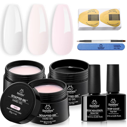 Beetles Builder Gel Nail Kit – All-in-One Birthday Gift Set for Her, 3 Color Hard Gel Extension Starter