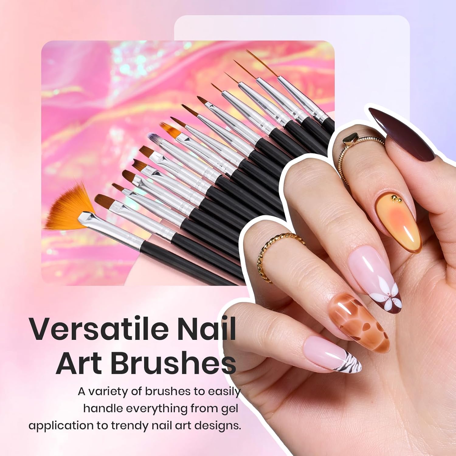 Beetles Crystal-Handle 31-Piece Nail Art Brush Collection – Premium DIY Manicure Set with Elegant Palette for the Refined Home Salon
