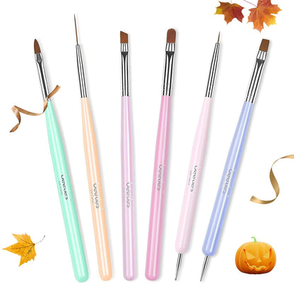 Beetles Gel Nail Art Brush Set – Affordable Holiday Gift for Mom and Women, 6-Pcs Liner Dotting and Extension Pens