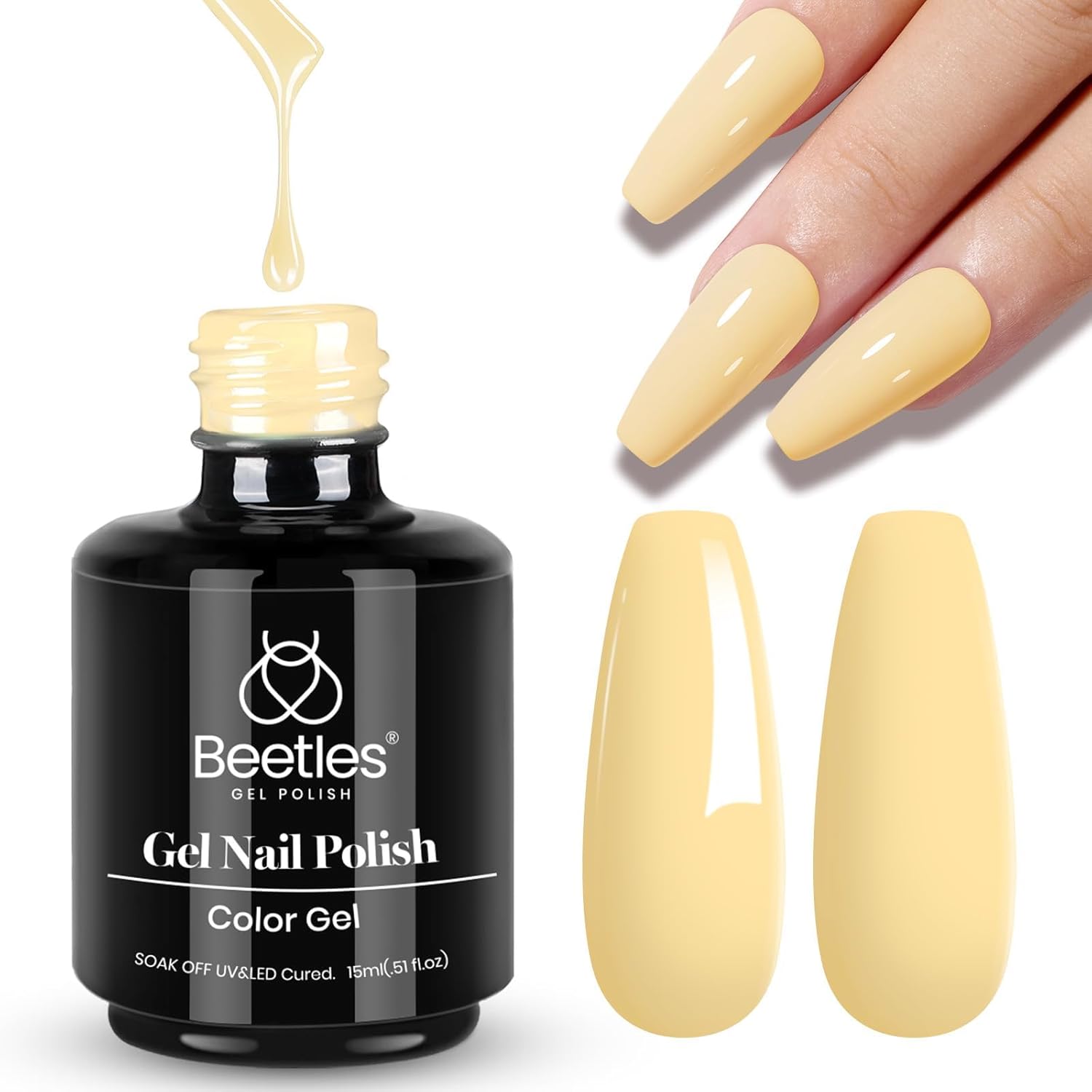 Beetles Gel Nail Polish – Premium Lemon Chiffon Crème Shade, Salon-Grade 28 Day Wear for an Elevated At-Home Manicure Experience
