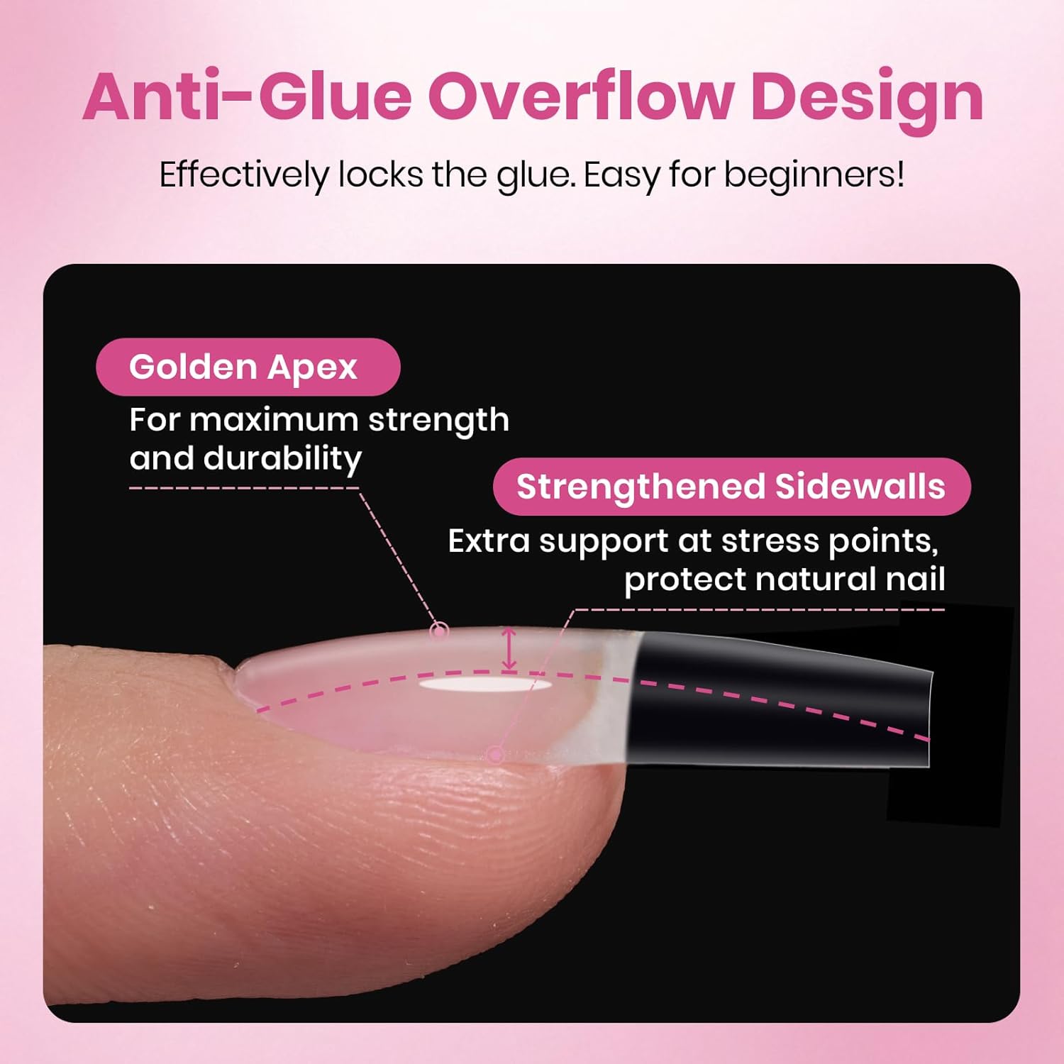 Beetles Gel Nail Tips Flat-X – Effortless Coffin Press-On Nails for Minimalist Beauty Lovers, 3-Minute Application with No Shaping Required