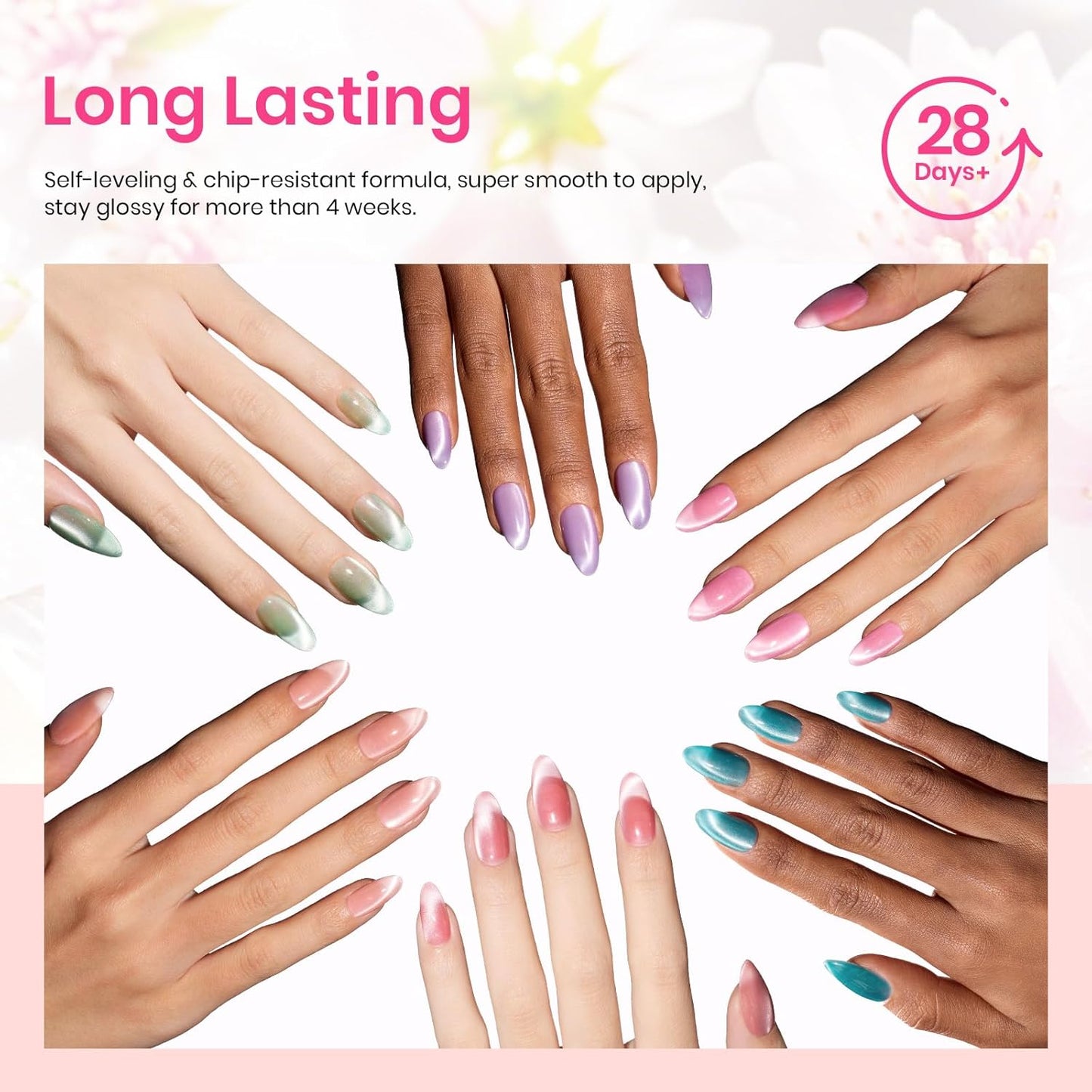 Beetles Premium Cat Eye Gel Polish Set – Velvet Pastel Fairy Garden Collection, Salon-Quality At-Home Manicure Experience