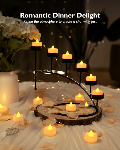 BEICHI Flameless LED Tea Lights with Timer – Calming Flickering Votives for Bath, Yoga, and Meditation Corner, Pack of 12