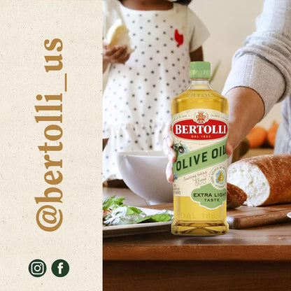 Bertolli Extra Light Tasting Olive Oil – 410°F High Smoke Point Oil for Safe High-Heat Cooking
