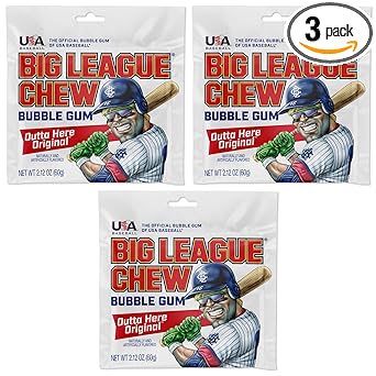 Big League Chew Cotton Candy Bubble Gum 3-Pack - Portable Dugout Treat for Tournament Sidelines and Field Day Events