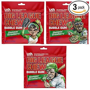 Big League Chew Cotton Candy Bubble Gum 3-Pack - Portable Dugout Treat for Tournament Sidelines and Field Day Events