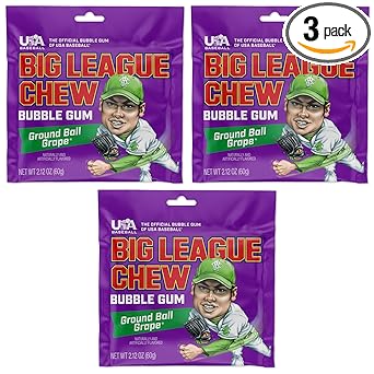 Big League Chew Cotton Candy Bubble Gum 3-Pack - Portable Dugout Treat for Tournament Sidelines and Field Day Events