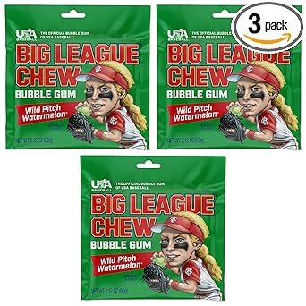 Big League Chew Cotton Candy Bubble Gum 3-Pack - Portable Dugout Treat for Tournament Sidelines and Field Day Events