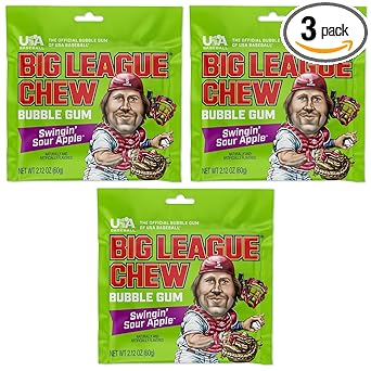 Big League Chew Cotton Candy Bubble Gum 3-Pack - Portable Dugout Treat for Tournament Sidelines and Field Day Events