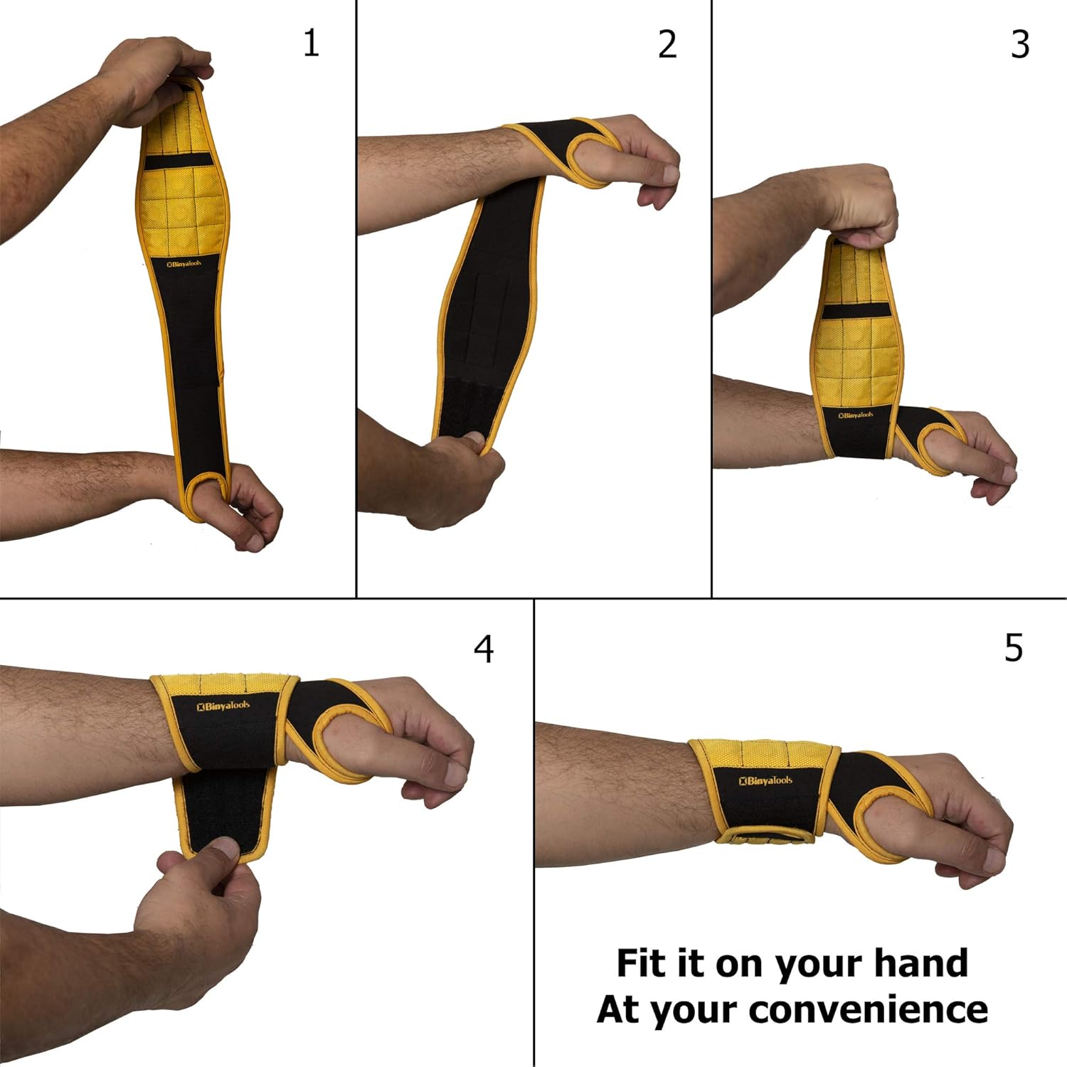BINYATOOLS Magnetic Wristband – Wrist Support Tool Organizer for Faster Job Site Work and Assembly Line Efficiency