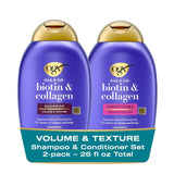 OGX Thick & Full + Biotin and Collagen – Wind-Down Shower Ritual Set for Fine, Thinning Hair, Sulfate-Free Volumizing 2-Pack